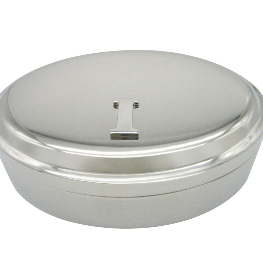 Letter I Monogram Oval Trinket Jewelry Box
